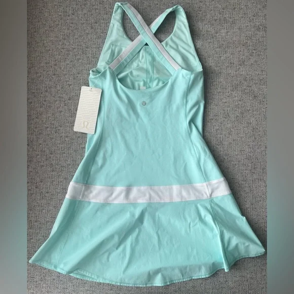 Vintage Lululemon Hot Hitter Dress Aquamarine / White 2013 Size 6 Y2K 2000s - Picture 13 of 13